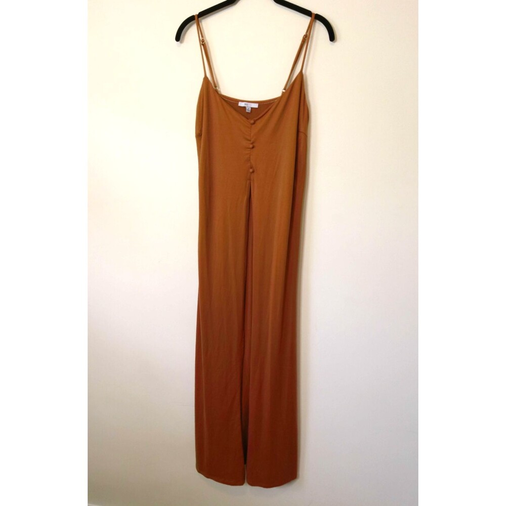 Women's Rust Brown 2 Piece Set Long Slit Cami Top & Shorts Lounge Resort Size XL - Picture 2 of 12